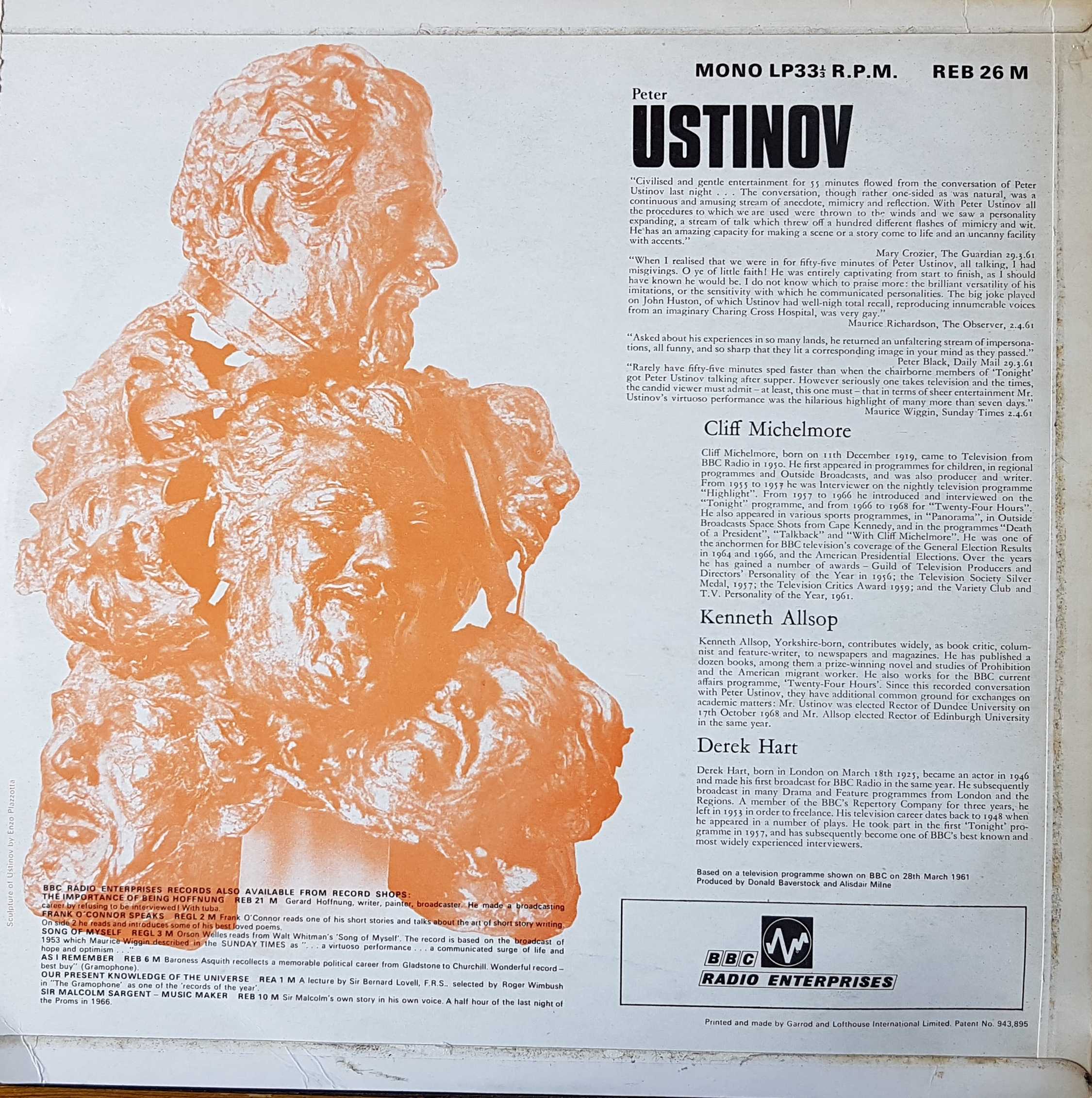 Picture of REB 26 The many voices of Peter Ustinov by artist Peter Ustinov from the BBC records and Tapes library